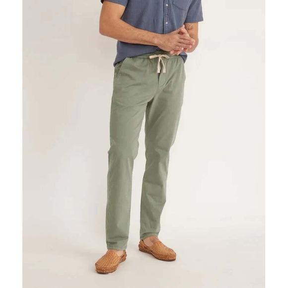 Marine Layer Other - Marine Layer Mens Saturday Slim Fit Pants Olive Green Elastic Waist Large